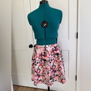 Lily Rose Pink and Black Floral A-Line Skirt - Size XL